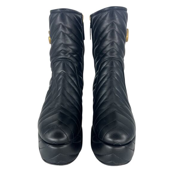 Gucci 95mm Matelasse' Leather Platform Boots in Black - Picture 4 of 16